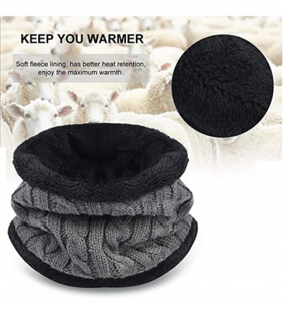 Skullies & Beanies Knitted Hat and Scarf Set- Winter Fleece Lining Wool Beanie Hat Neck Warmers for Men Women - Gray - CP18KS...