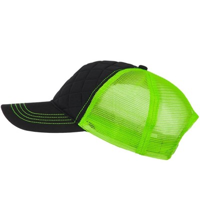Baseball Caps Fashion Quilted Trucker Two Tone Neon Mesh Cap - Black Neon Green - CL11M6KPODR $14.57