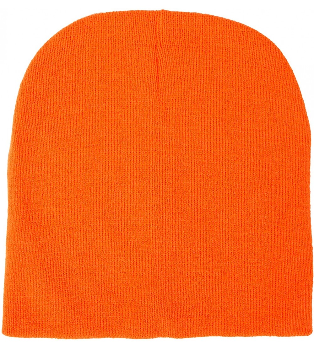 Skullies & Beanies Unisex 8" Beanie 100% Acrylic - Multiple Colors - Orange - CP188KNMQGH $10.73