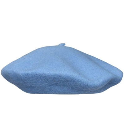 Berets Women's Wool Solid Color Classic French Beret Beanie Hat - Sky Blue - C412LCNALCB $8.94