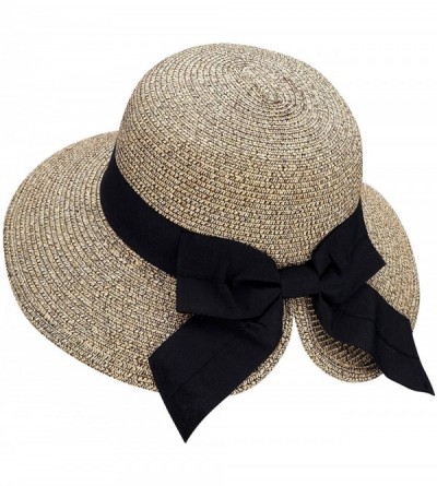 Sun Hats Women's Lightweight Foldable/Packable Beach Sun Hat w/Decorative Bow - Beige/Coffee - CX180WZM9WX $21.32