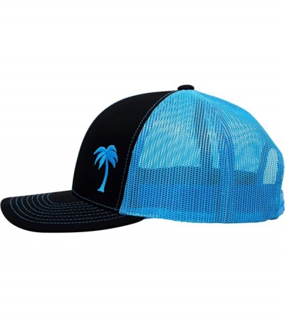 Baseball Caps Trucker Hat - Palm Tree Series - Black/Aqua - CG183666SIM $22.00