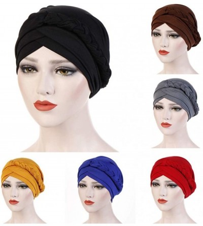 Skullies & Beanies Turban Headband-Women's Twisted Braid Hair Cover Wrap Cancer Hats Chemo Headwear Cap - Blue - C218WIT70XD ...
