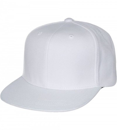 Baseball Caps Solid Color Retro Flat Bill Snapback Baseball Cap (One Size- White) - CC120QRE92X $11.35