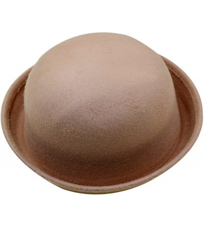 Fedoras Parent-Child Classic Wool Bowler Hat Soild Color Derby Hat - Camel - C5187YZ35EE $13.96