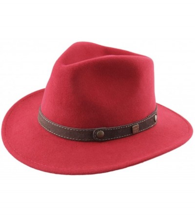 Fedoras Classic Traveller II Wool Felt Fedora Hat Packable Water Repellent - Rouge - C91887A94OE $53.33