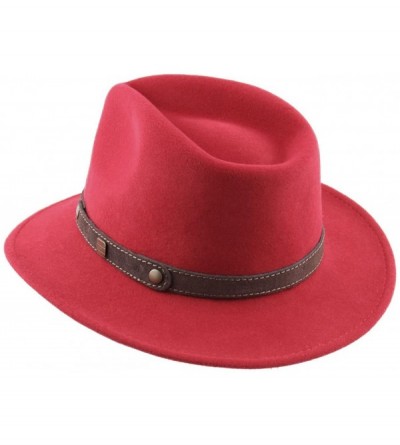 Fedoras Classic Traveller II Wool Felt Fedora Hat Packable Water Repellent - Rouge - C91887A94OE $53.33