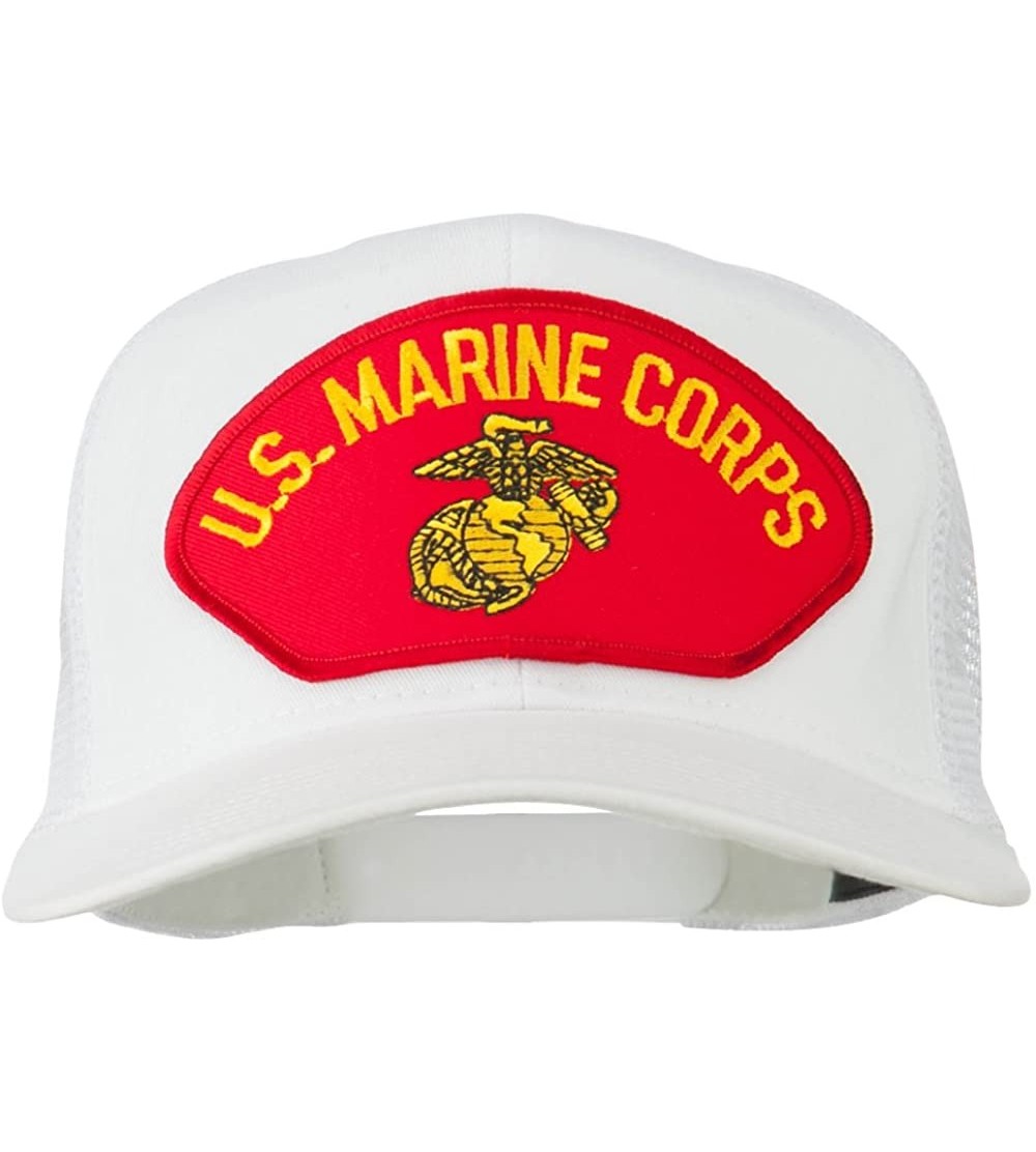Baseball Caps US Marine Corps Fan Shape Patched Cap - White - C211RNP5AOH $20.37