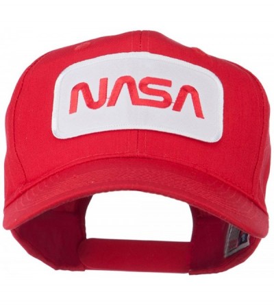 Baseball Caps NASA Logo Embroidered Patched High Profile Cap - Red - CU11MJ3TB5D $21.38