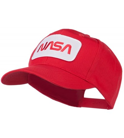 Baseball Caps NASA Logo Embroidered Patched High Profile Cap - Red - CU11MJ3TB5D $21.38