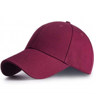 Baseball Caps Baseball Cap Men Women Cotton Dad Hat Adjustable Trucker Hat Solid Color Sports Visor Hats - Wine Red - CS18R2I...