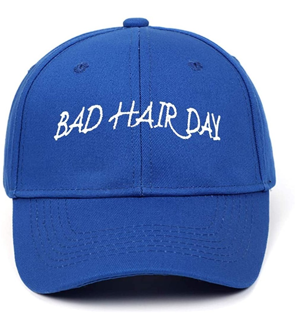 Baseball Caps Bad Hair Day Letter Embroidered Curved Adjustable Baseball Cap- Love Hat-Cotton Cap - Blue - CZ199LNSZCG $14.01