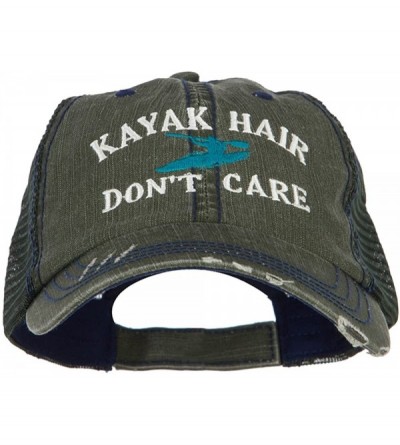 Baseball Caps Kayak Hair Don't Care Embroidered Cotton Mesh Cap - Green - CC18CGLCUI5 $22.95