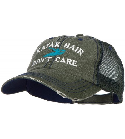 Baseball Caps Kayak Hair Don't Care Embroidered Cotton Mesh Cap - Green - CC18CGLCUI5 $22.95