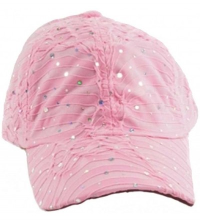 Baseball Caps Rhinestone Glitter Sequin Baseball Cap Hat Adjustable - Light Pink - CU11WG9RIF5 $14.20