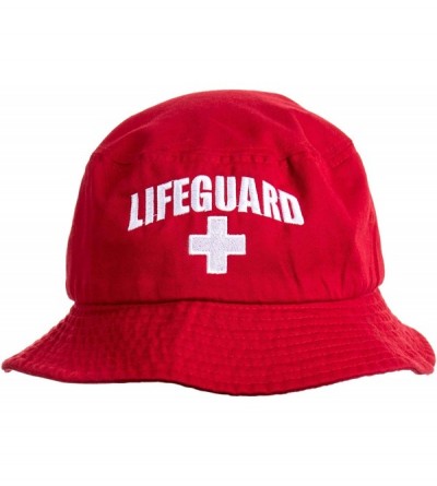 Baseball Caps Lifeguard Bucket Hat - Professional Guard Red Sun Cap Men Women Costume Uniform - Red - CG18L5WKRC4 $13.46