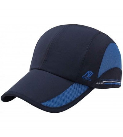 Baseball Caps Men's Outdoor Quick Dry Mesh Baseball Cap Adjustable Lightweight Sun Hat for Running Hiking - Navy Blue B - C91...