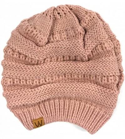 Skullies & Beanies Winter Thick Knit Beanie Slouchy Beanie for Men & Women - Pink - CW11VHKJAVX $11.29