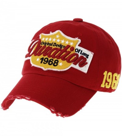 Baseball Caps Vintage Baseball Cap Distressed Emboridery Trucker Hat KR1737 - Red - CG18423HD6I $17.59