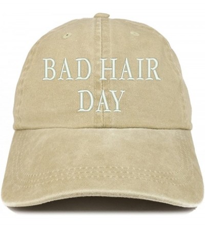 Baseball Caps Bad Hair Day Embroidered 100% Cotton Baseball Cap - Khaki - CM12GZC1U07 $17.98