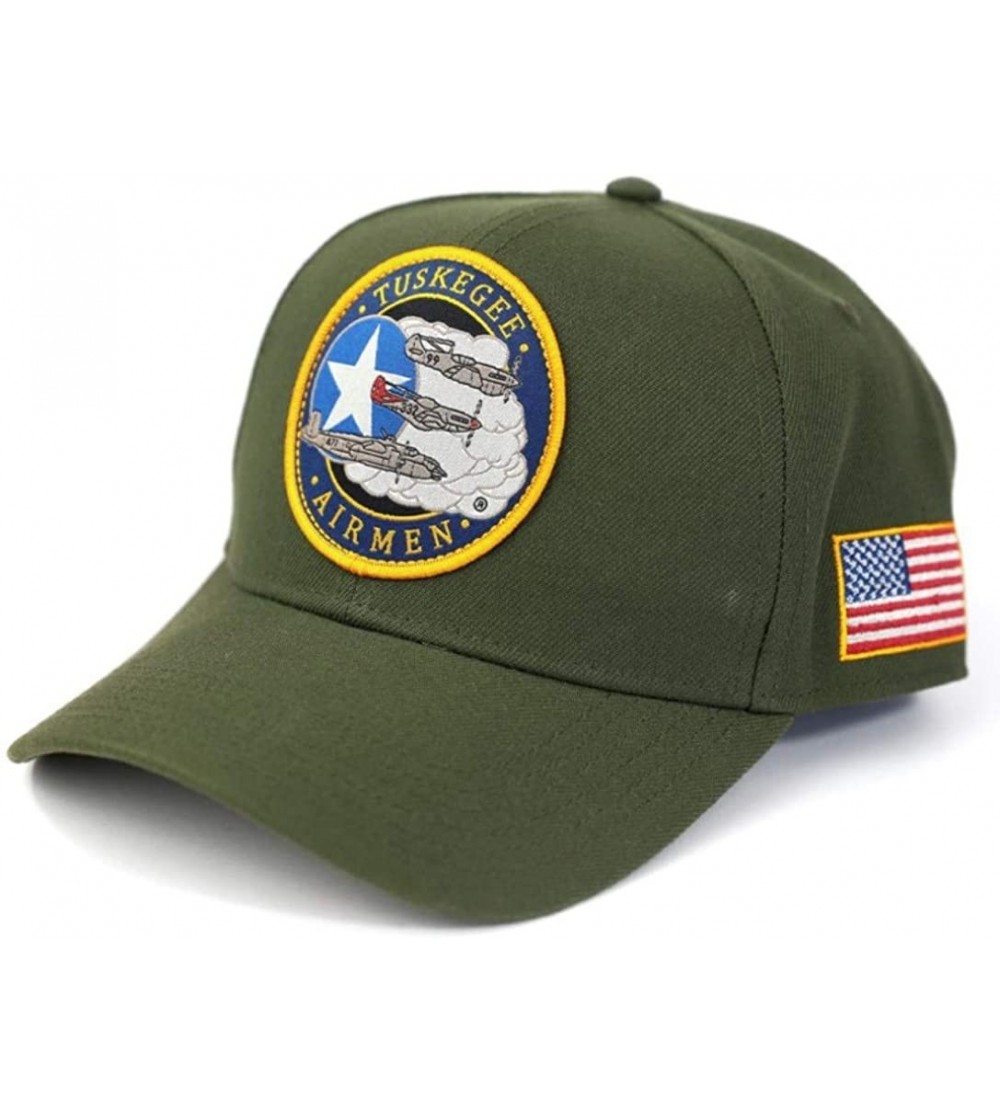 Skullies & Beanies Tuskegee Airmen 332nd Fighter Group Cap Olive Green - C218TA3TULY $24.60