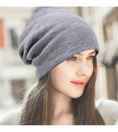 Skullies & Beanies Mens Oversized Knit Cap Womens Slouchy Beanie Summer Winter Hat B754 - Light Gray - CA192ETGRAS $11.68