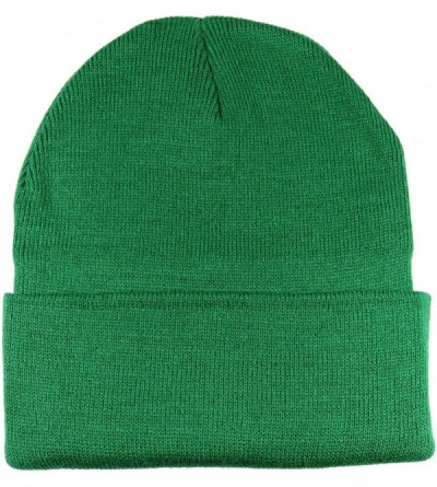 Skullies & Beanies Unisex Beanie Cap Knitted Warm Solid Color - Kelly Green - CK18XTIKGRK $9.76