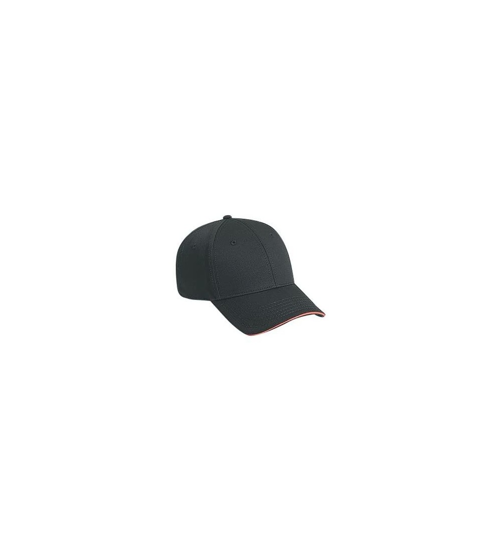 Baseball Caps 100% Cotton Twill Visor Adjustable Hat Cap - Black/Black/Red - CQ113PTH7HJ $14.01