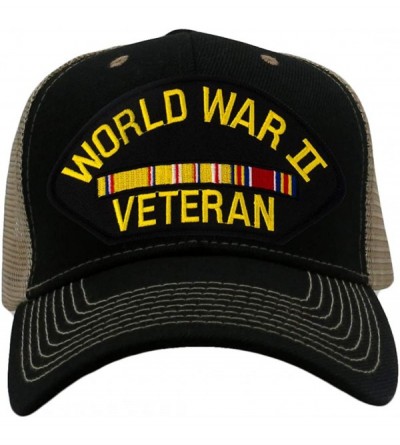 Baseball Caps World War II Veteran - Asiatic Campaign Hat/Ballcap Adjustable One Size Fits Most - Mesh-back Black & Tan - CY1...