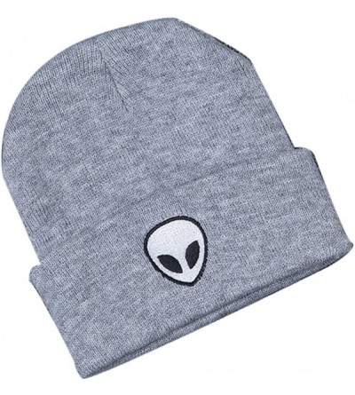 Skullies & Beanies Women's Winter Wool Cap Hip hop Knitting Skull hat - Alien Gray - CR12O56GPP4 $12.17