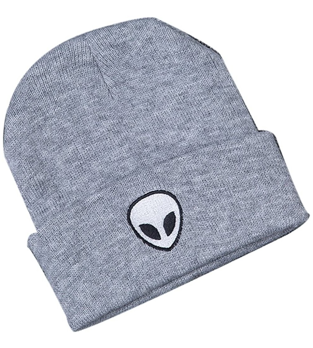 Skullies & Beanies Women's Winter Wool Cap Hip hop Knitting Skull hat - Alien Gray - CR12O56GPP4 $12.17