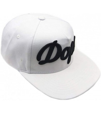 Baseball Caps 3D Embossed/Embroidery Letters Baseball Cap - Flat Visor Adjustable Snapback Hats Blank Caps - Dope-white - C81...