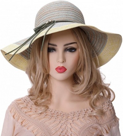 Sun Hats Women Floppy Sun Hat Summer Wide Brim Foldable Beach Cap Packable Cotton Straw Hat for Travel - Green - CK18T9WN24Y ...