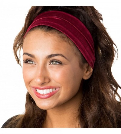 Headbands Adjustable & Stretchy Crushed Xflex Wide Headbands for Women Girls & Teens - Black & Burgundy Crushed 2pk - C5195CQ...