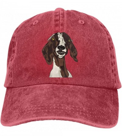 Baseball Caps Expression Goat Washed Distressed Baseball Cap Twill Adjustable Six Panel Hat - Red - CG196YD29CQ $10.92