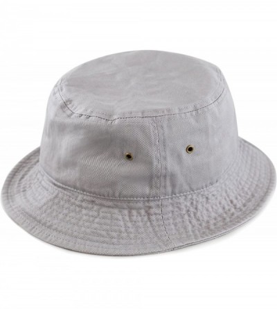 Bucket Hats Unisex 100% Cotton Packable Summer Travel Bucket Beach Sun Hat - Grey - CO17XSQL9RW $13.03