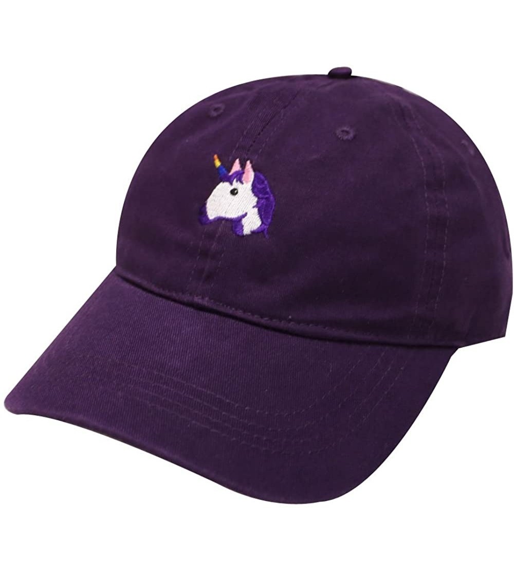 Baseball Caps Unicorn Cotton Baseball Dad Caps - Purple - C412ODXIF9Z $12.06