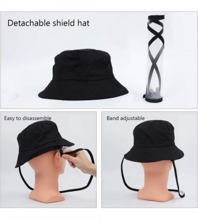 Bucket Hats Womens UPF50+ Linen/Cotton Summer Sunhat Bucket Packable Hats w/Chin Cord - Black - CC1987XKWIU $17.08