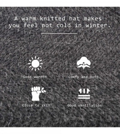 Skullies & Beanies Mens Winter Wool Beanie Hat Warm Knit Hat Ski Cuff Beanie Thick Fleece Lined Skull Cap - Gray - C618H9YSOR...