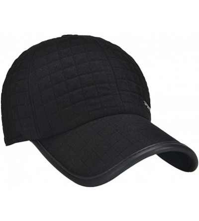 Skullies & Beanies Mens Winter Warm Fleece Lined Outdoor Sports Baseball Caps Hats with Earflaps - 30-black - CE18950M3AC $20.01