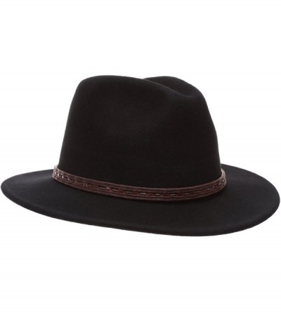 Fedoras Men's Premium Wool Outback Fedora with Faux Leather Band Hat with Socks. - He59-black - CP12MY0C6KX $32.74