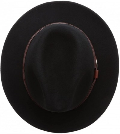 Fedoras Men's Premium Wool Outback Fedora with Faux Leather Band Hat with Socks. - He59-black - CP12MY0C6KX $32.74