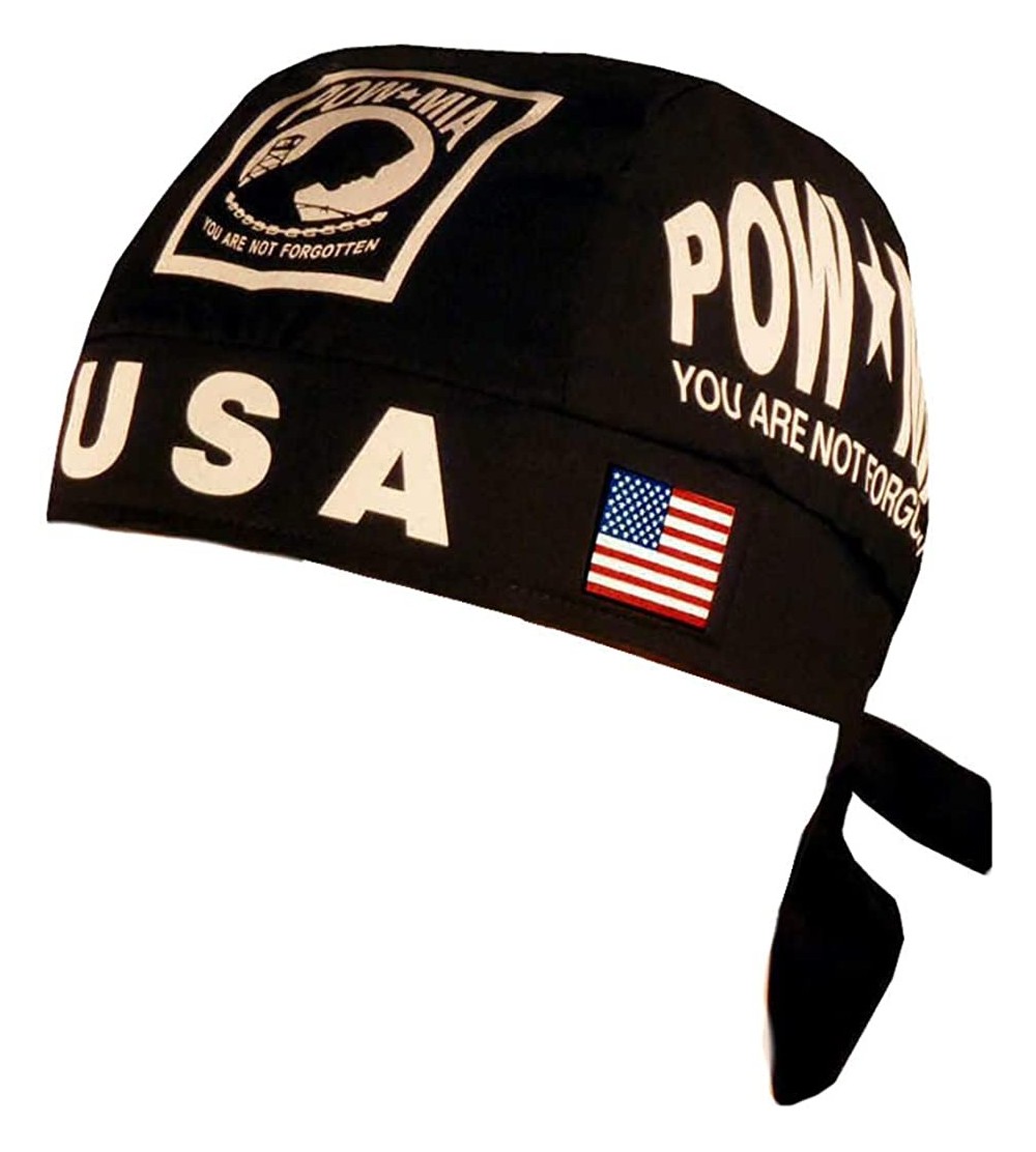 Skullies & Beanies Skull Cap Biker Caps Headwraps Doo Rags - POW/MIA w/Flag on Black - CK18KHXWHAD $10.73