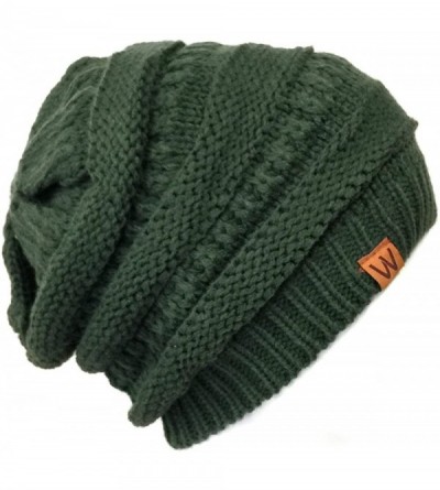 Skullies & Beanies Slouchy Winter Beanie Cap Hat Set of 2 - Hunter Green and Grey - C512KO79OFR $19.40