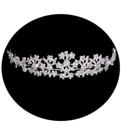 Headbands Rhinestones Crystal Headband Tiara for Women 18018 - 18027-Silver - CZ1850CDGL6 $25.39