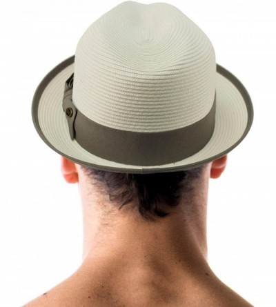 Fedoras Men's Classy Travel Crushable 2tone Derby Fedora Upturn Curl Brim Hat - White - C518CHEG89I $27.24