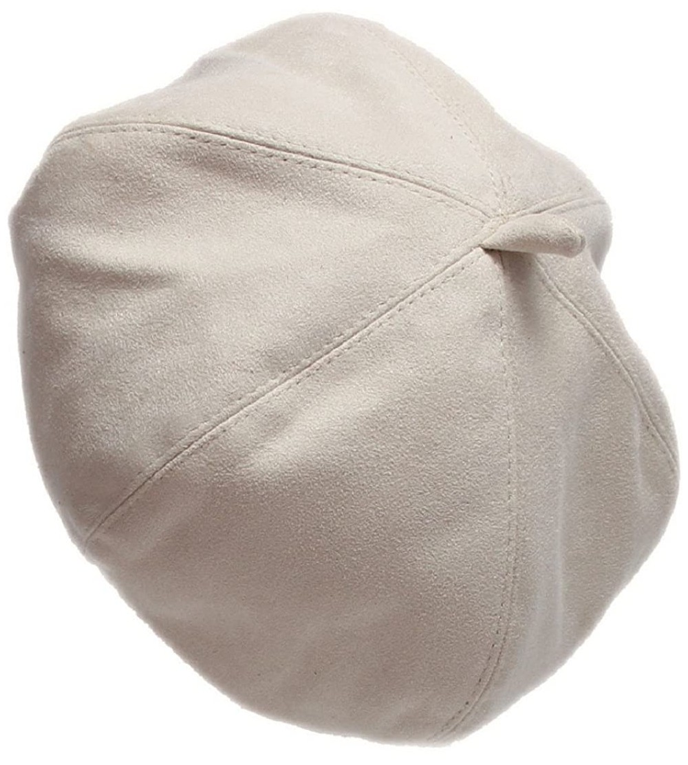 Berets French Style Lightweight Casual Classic Solid Color Faux Suede Leather Beret - White - CT12N2P4KU0 $9.59