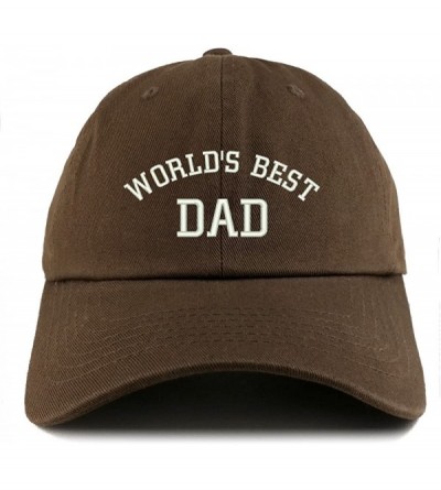 Baseball Caps World's Best Dad Embroidered Low Profile Soft Cotton Dad Hat Cap - Brown - CI18D553ERN $13.70