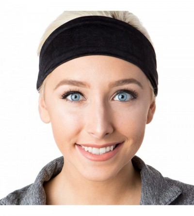 Headbands Adjustable & Stretchy Crushed Xflex Wide Headbands for Women Girls & Teens - Crushed Blue & Black 2pk - CB195CQ26GK...
