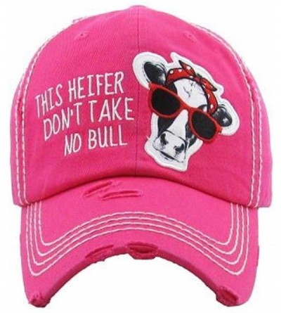 Baseball Caps Adjustable Ladies Womens Baseball Cap Heifer Cow Hat - Pink Dont Take No Bull - C618RATEMOA $20.21